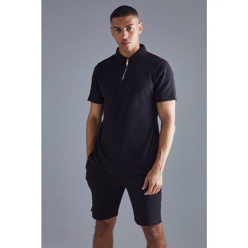 Ensemble gaufré avec polo et short - L - Boohooman - Modalova