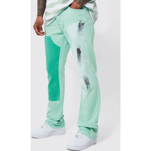 Pantalon charpentier ample à taches de peinture - 30 - Boohooman - Modalova