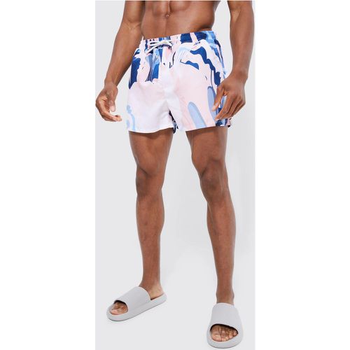 Short de bain court imprimé marbre - Boohooman - Modalova