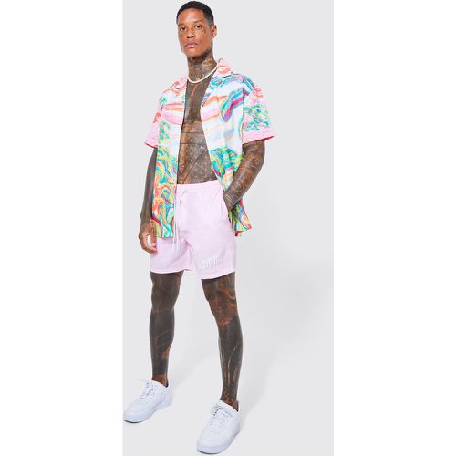 Ensemble oversize imprimé avec chemise et short - Boohooman - Modalova