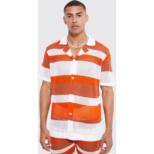 Chemise oversize en crochet à rayures - M - Boohooman - Modalova