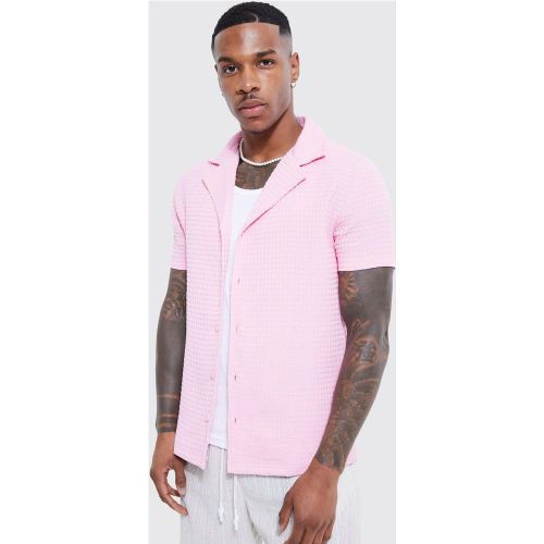 Chemise moulante en tissu gaufré à manches courtes - S - Boohooman - Modalova