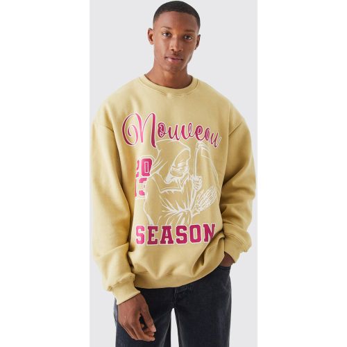 Sweat oversize universitaire imprimé Grim Reeper homme - M - Boohooman - Modalova