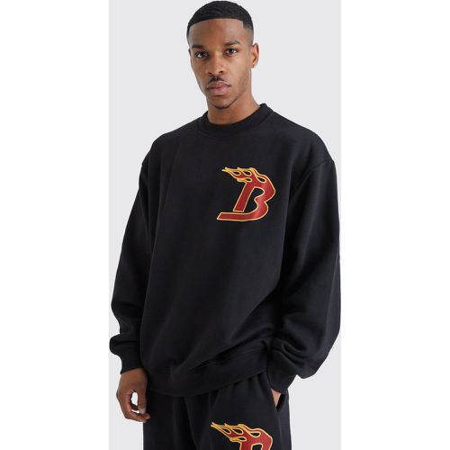 Sweat oversize à col montant et imprimé flammes homme - L - Boohooman - Modalova