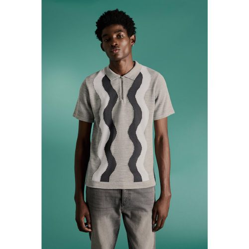 Polo zippé en jacquard - S - Boohooman - Modalova