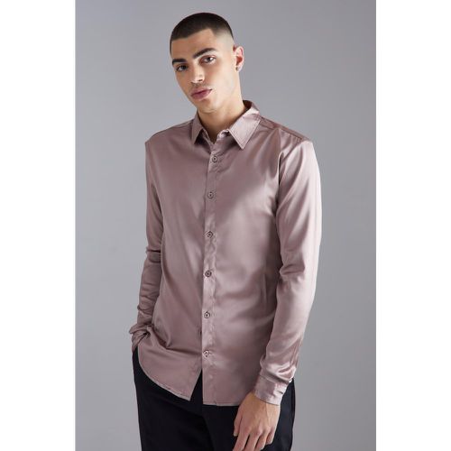 Chemise cintrée et satinée à manches longues - L - Boohooman - Modalova