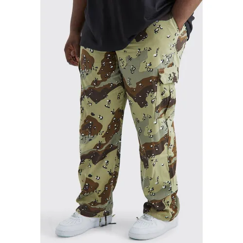 Grande taille - Pantalon cargo ample à imprimé camouflage - Boohooman - Modalova
