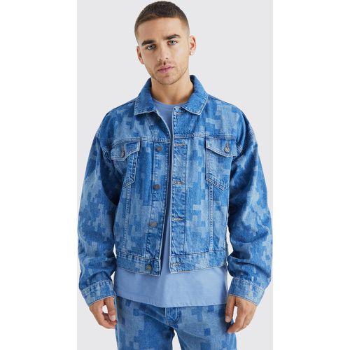 Veste en jean ample à imprimé camouflage - Boohooman - Modalova