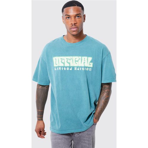 T-shirt oversize surteint imprimé en relief - Official - L - Boohooman - Modalova