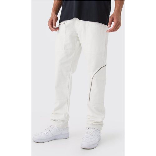 Tall - Jean cargo droit zippé homme - Boohooman - Modalova