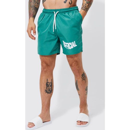 Short de bain à slogan - S - Boohooman - Modalova