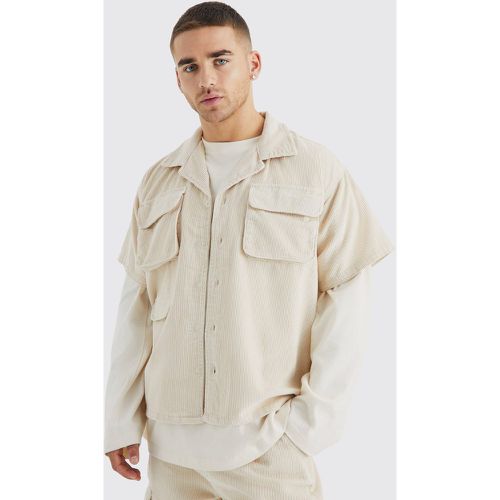 Chemise ample utilitaire en velours côtelé - S - Boohooman - Modalova