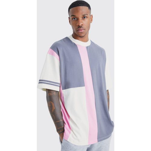 T-shirt oversize color block à bandes contrastantes - XS - Boohooman - Modalova