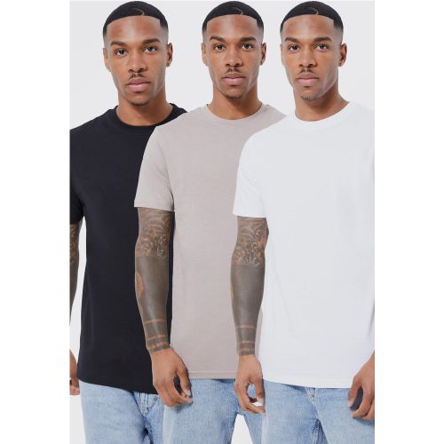 Lot de 3 t-shirts cintrés - S - Boohooman - Modalova