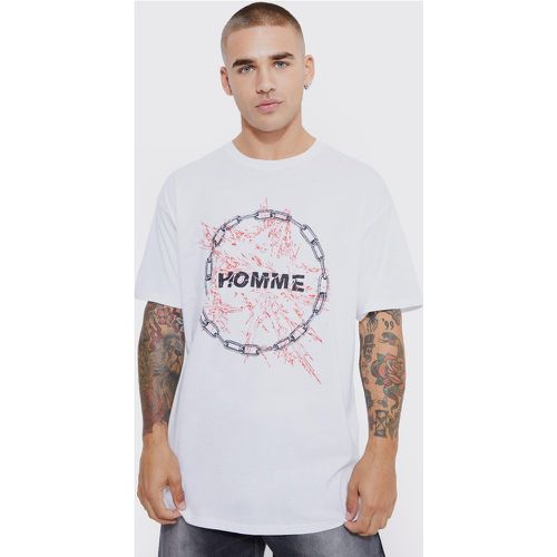 T-shirt oversize à détail en chaîne - Boohooman - Modalova