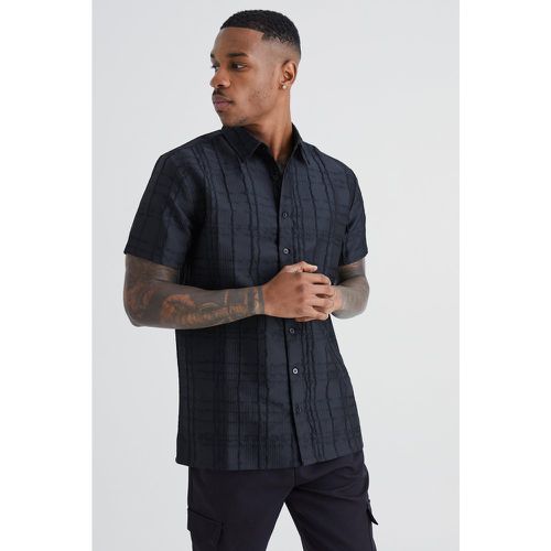 Chemise texturée à carreaux - XS - Boohooman - Modalova