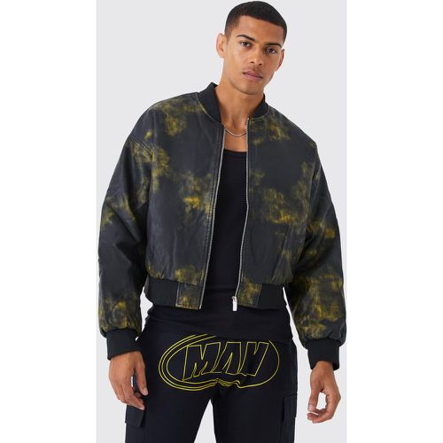 Bomber ample délavé matelassé en simili - Boohooman - Modalova