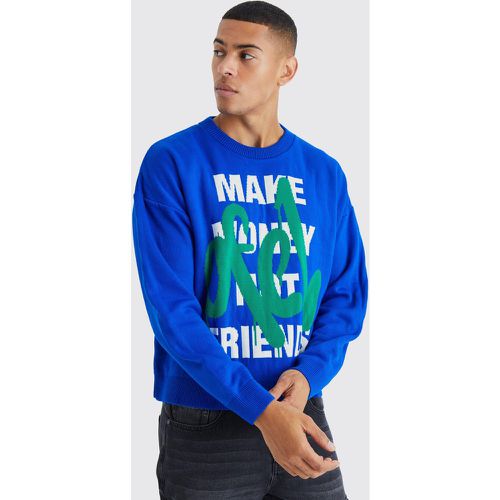 Pull oversize en maille à slogan - L - Boohooman - Modalova