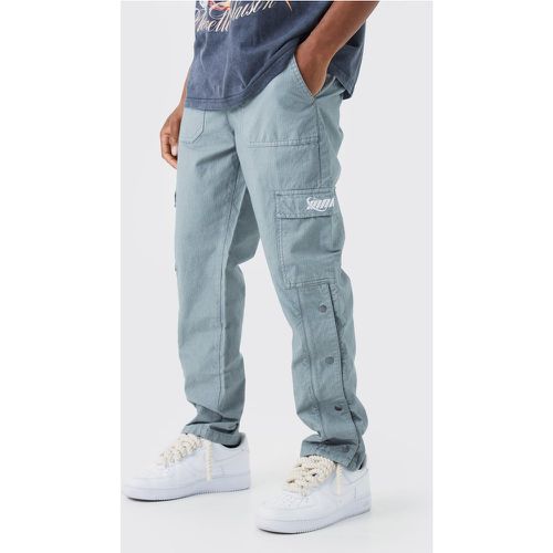 Pantalon cargo droit à boutons pression - 28 - Boohooman - Modalova