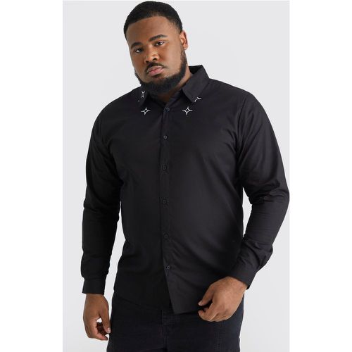 Grande taille - Chemise en popeline à col brodé - XXXXL - Boohooman - Modalova