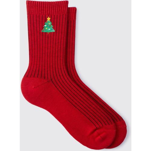 Chaussettes à broderie sapin de Noël - ONE SIZE - Boohooman - Modalova