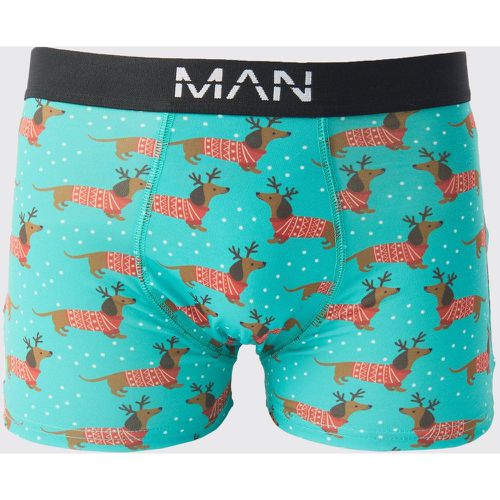 Boxer de Noël à imprimé teckel - S - Boohooman - Modalova