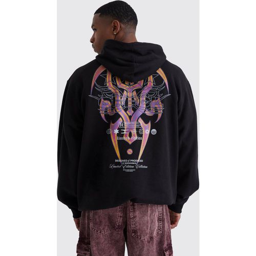 Sweat à capuche oversize imprimé gothique au dos - XS - Boohooman - Modalova