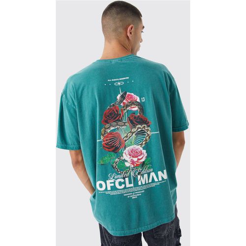 T-shirt oversize délavé à imprimé serpent - Boohooman - Modalova
