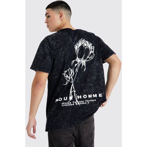 T-shirt oversize délavé à imprimé rose - Boohooman - Modalova