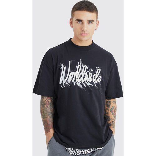T-shirt oversize à imprimé Worldwide - Boohooman - Modalova