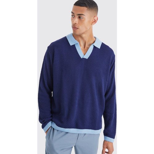 Polo oversize à col contrastant et manches longues - L - Boohooman - Modalova