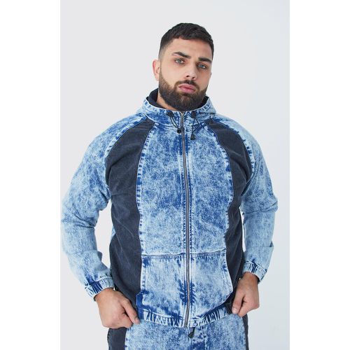 Grande taille - Sweat à capuche zippé en jean homme - XXL - Boohooman - Modalova