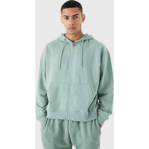 Sweat à capuche oversize zippé délavé - S - Boohooman - Modalova