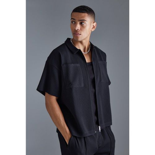 Chemise oversize zippée à manches courtes - S - Boohooman - Modalova