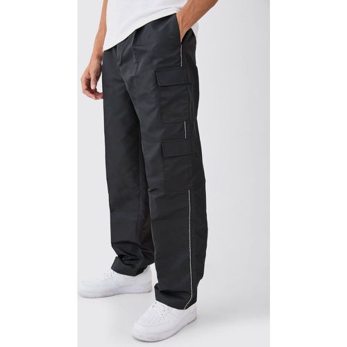Pantalon cargo taille fixe en nylon - Boohooman - Modalova