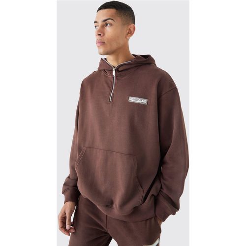 Sweat à capuche oversize à col zippé délavé - Boohooman - Modalova