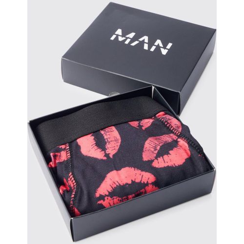 Coffret cadeau - Boxer imprimé lèvres - L - Boohooman - Modalova