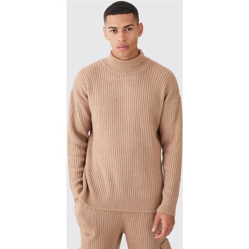 Pull en maille côtelée à col cheminée - L - Boohooman - Modalova