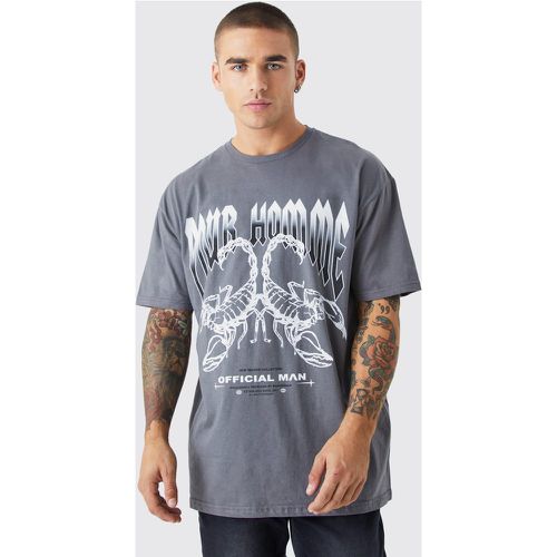 T-shirt oversize délavé imprimé - Boohooman - Modalova