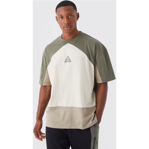 T-shirt oversize color block à logo - Boohooman - Modalova