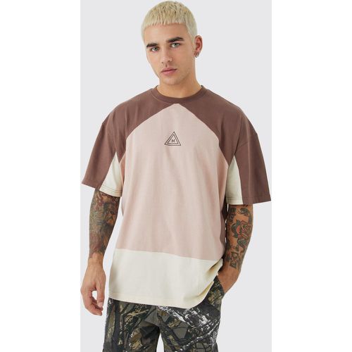 T-shirt oversize color block à logo - Boohooman - Modalova