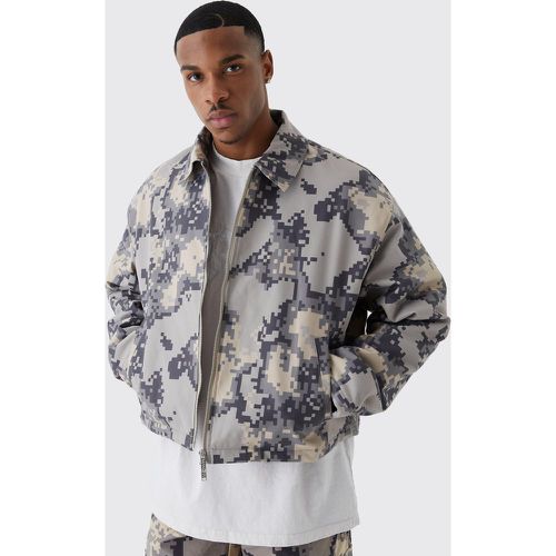 Veste Harrington oversize imprimé camouflage pixel - M - Boohooman - Modalova