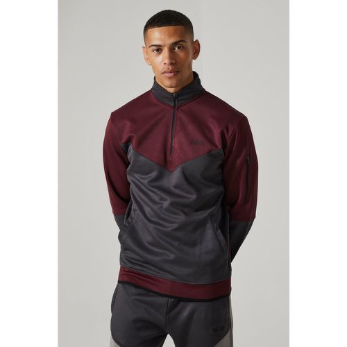 Top de sport color block à col zippé - Active homme - S - Boohooman - Modalova