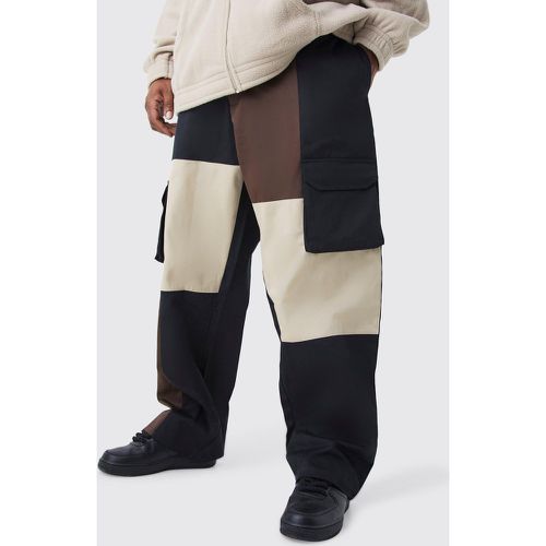 Grande taille - Pantalon cargo ample color block - Boohooman - Modalova
