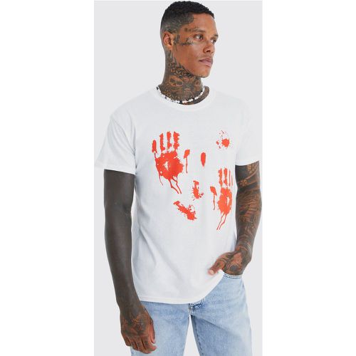 T-shirt imprimé mains sang - Halloween - Boohooman - Modalova