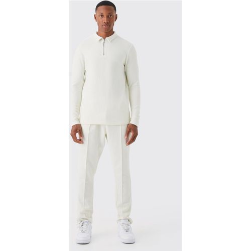 Ensemble moulant avec polo à manches longues et jogging - S - Boohooman - Modalova