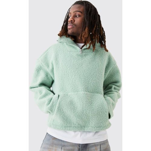 Sweat à capuche oversize en polaire à col zippé homme - M - Boohooman - Modalova