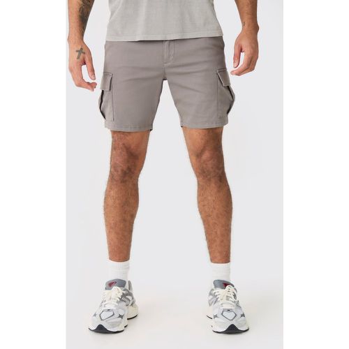 Fixed Waist Grey Skinny Fit Cargo Shorts - Boohooman - Modalova