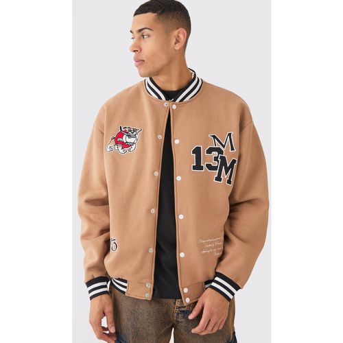 Veste universitaire oversize en jersey à écusson homme - M - Boohooman - Modalova