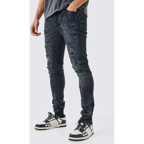 Jean skinny stretch déchiré délavé - 32R - Boohooman - Modalova